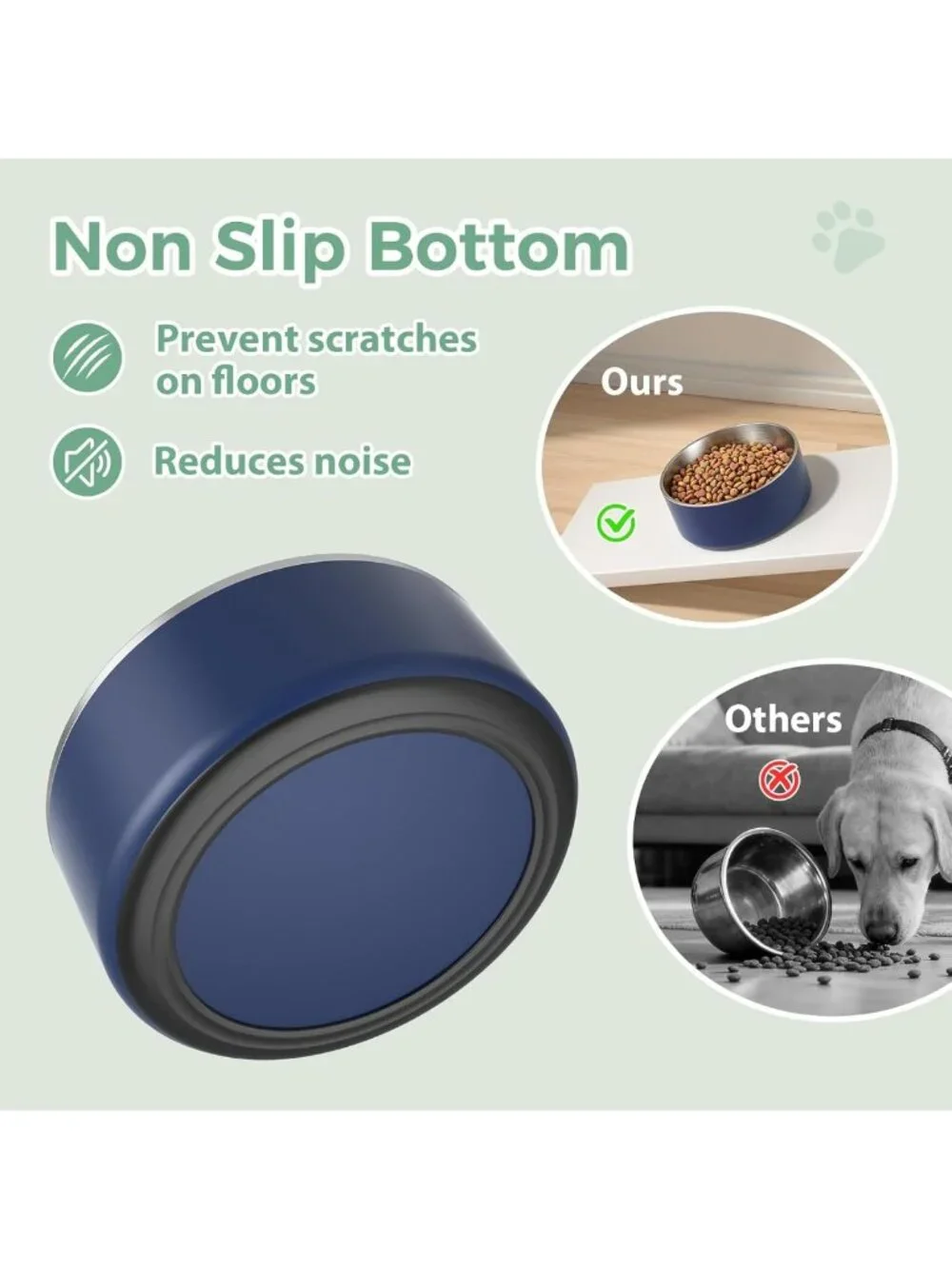 2 Pack Durable Stainless Steel Dog Bowls - Outdoor Water & Food Bowls, Blue